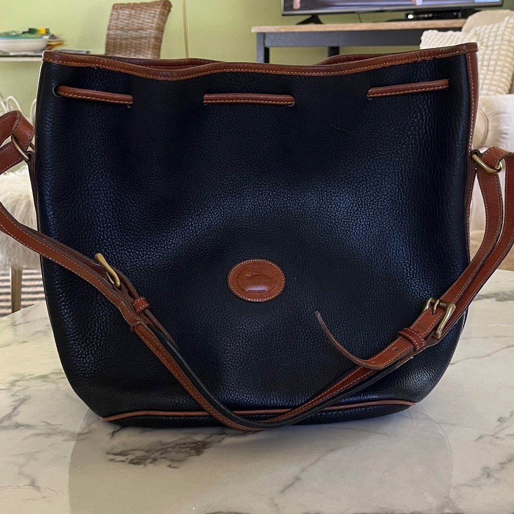 Dooney & Bourke Navy and Brown Shoulder Bag